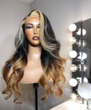 Ulovewigs Human Virgin Hair Ombre Wave Pre Plucked Transparent Lace Front Wig  Free Shipping (ULW0107)