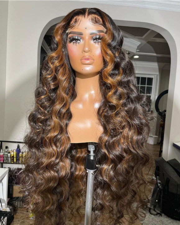 Ulovewigs Human Virgin Hair Pre Plucked Transparent Lace Front Wig  Free Shipping (ULW0279)