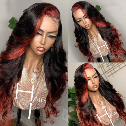 Ulovewigs Human Virgin Hair Ombre Wave Pre Plucked Transparent Lace Front Wig  Free Shipping (ULW0163)