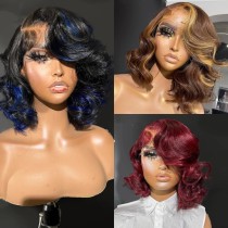 Ulovewigs Human Virgin Hair Pre Plucked Transparent Lace Front Wig  Free Shipping (ULW0516)