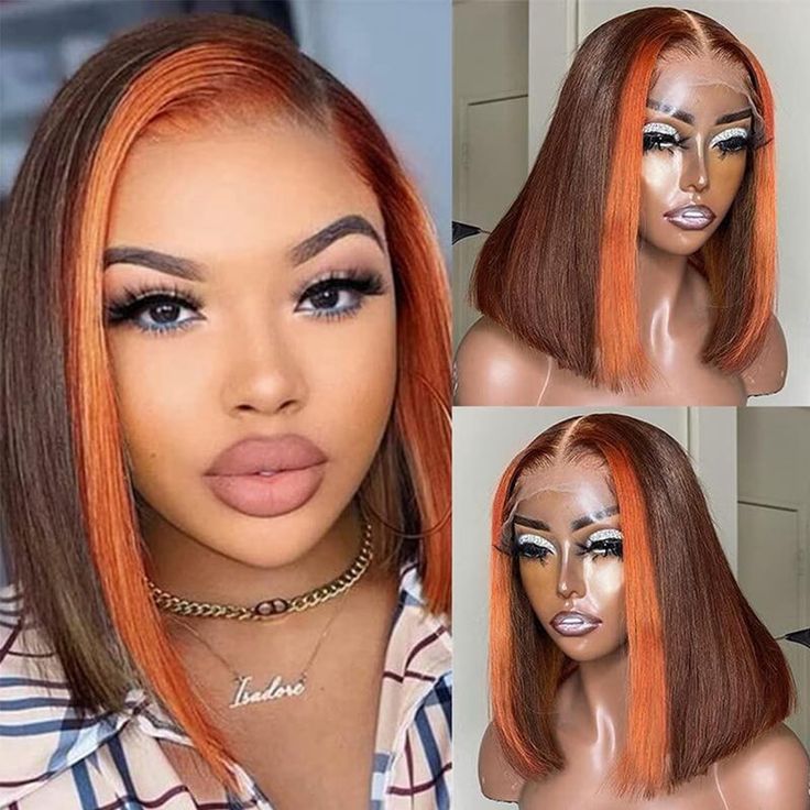 Ulovewigs Human Virgin Hair ombre bob Pre Plucked 13*4 Transparent Lace Front Wig  Free Shipping(ULW0568)
