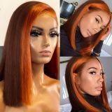 Ulovewigs Human Virgin Hair ombre bob Pre Plucked 13*4 Transparent Lace Front Wig  Free Shipping(ULW0568)