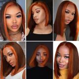 Ulovewigs Human Virgin Hair ombre bob Pre Plucked 13*4 Transparent Lace Front Wig  Free Shipping(ULW0568)