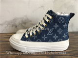 Women Louis Vuitton High Top Sneaker Blue Denim