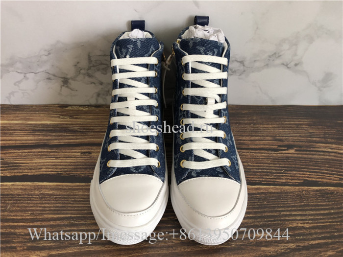 Women Louis Vuitton High Top Sneaker Blue Denim