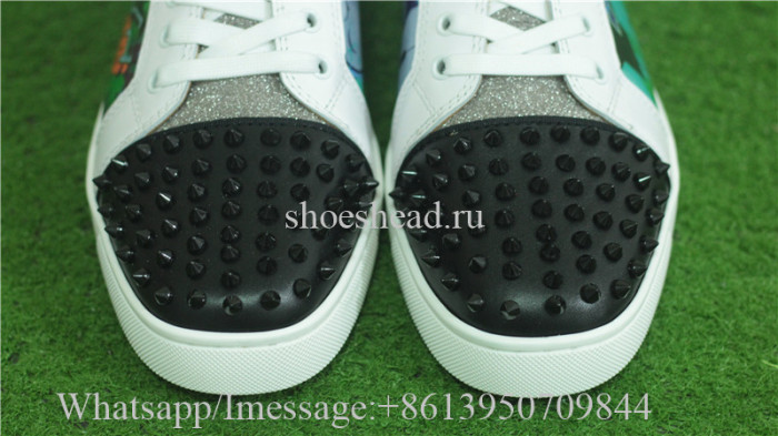 Christian Louboutin Louis Spikes Flat Low-Top Sneakers Print Rivets