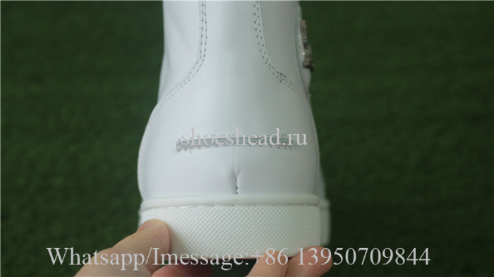 Christian Louboutin Spike Flat High Top Sneaker Pure White