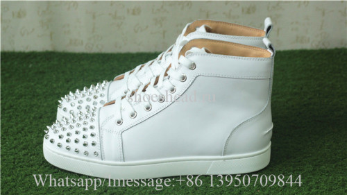 Christian Louboutin Spike Flat High Top Sneaker Pure White