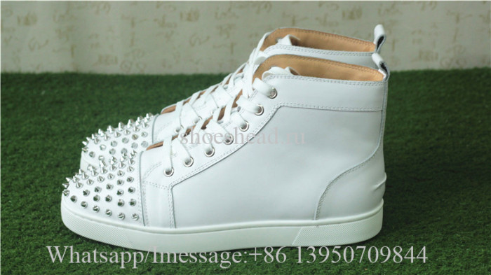 Christian Louboutin Spike Flat High Top Sneaker Pure White