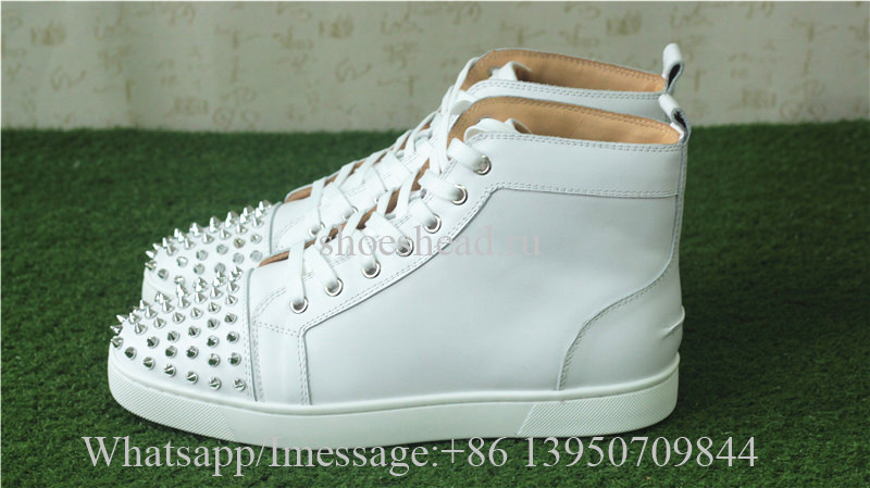 Christian Louboutin Spike Flat High Top Sneaker Pure White