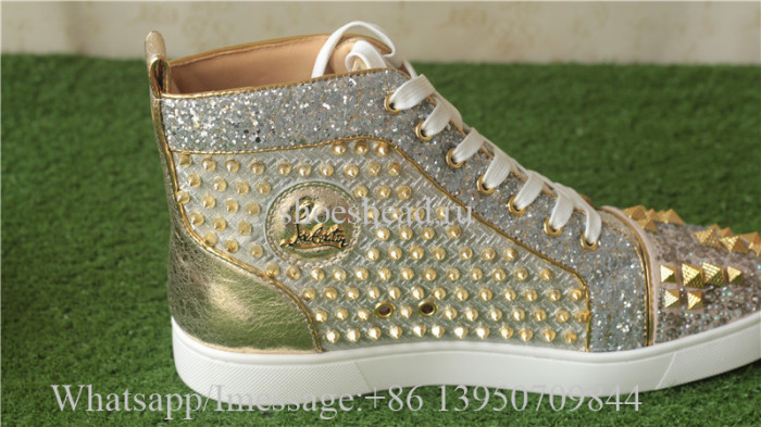 Christian Louboutin Spike Flat High Top Sneaker Golden Rivet