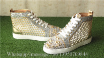 Christian Louboutin Spike Flat High Top Sneaker Golden Rivet