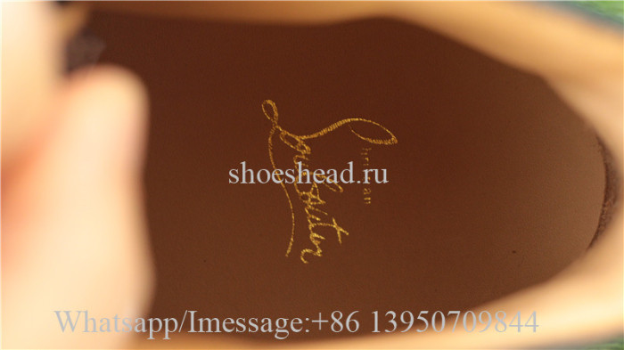 Christian Louboutin Flat Spike High Top Sneaker Black Graffiti Print