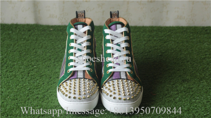 Christian Louboutin Spike Flat High Top Sneaker Colorful