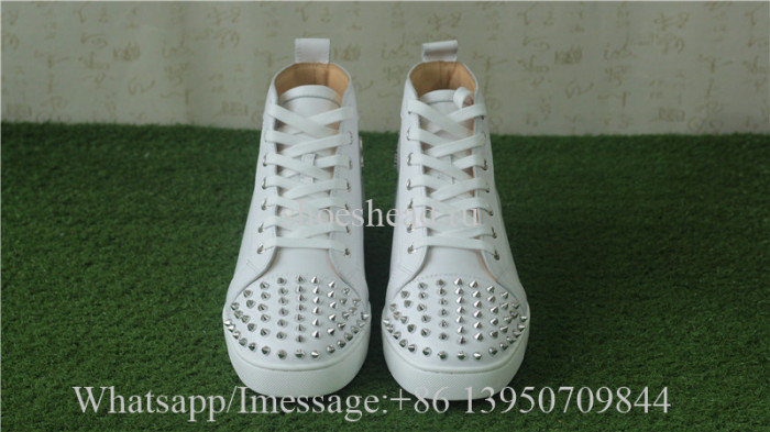 Christian Louboutin Spike Flat High Top Sneaker Pure White
