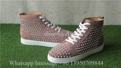 Christian Louboutin Spike Flat High Top Sneaker Rusty Pink