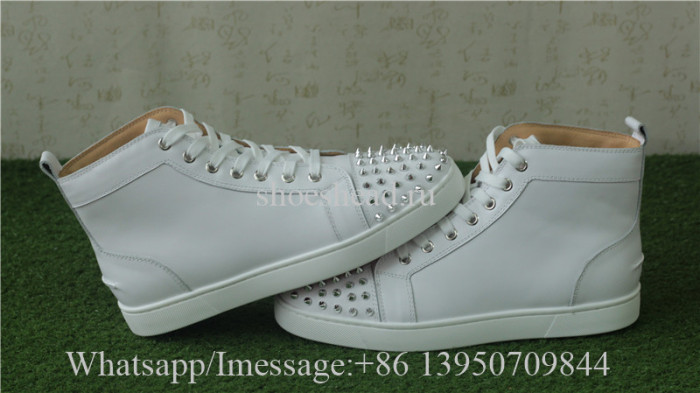 Christian Louboutin Spike Flat High Top Sneaker Pure White