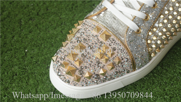 Christian Louboutin Spike Flat High Top Sneaker Golden Rivet