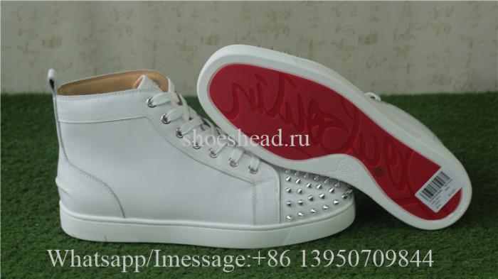 Christian Louboutin Spike Flat High Top Sneaker Pure White
