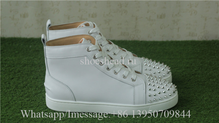 Christian Louboutin Spike Flat High Top Sneaker Pure White