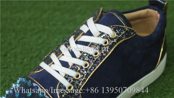 Christian Louboutin Spike Flat Low Top Sneaker Glitt Blue