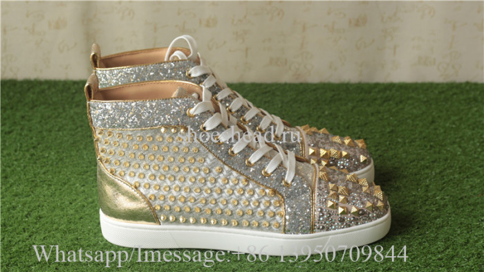 Christian Louboutin Spike Flat High Top Sneaker Golden Rivet