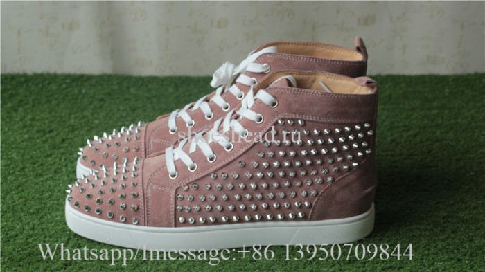 Christian Louboutin Spike Flat High Top Sneaker Rusty Pink