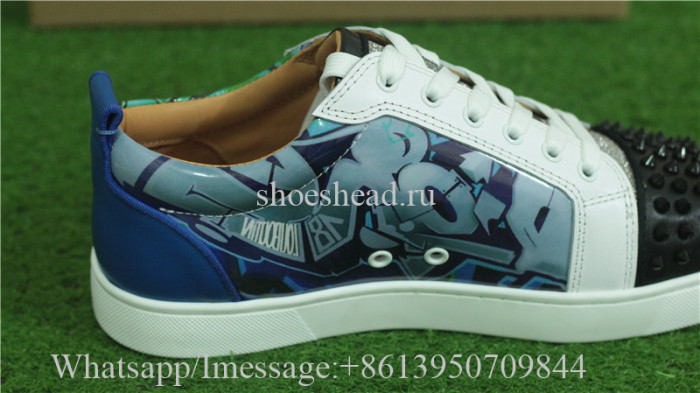 Christian Louboutin Louis Spikes Flat Low-Top Sneakers Print Rivets