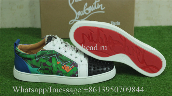 Christian Louboutin Louis Spikes Flat Low-Top Sneakers Print Rivets