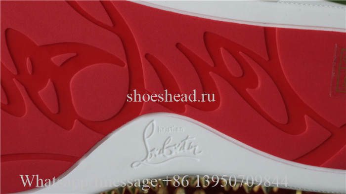 Christian Louboutin Flat Spike High Top Sneaker Red Golden Studs
