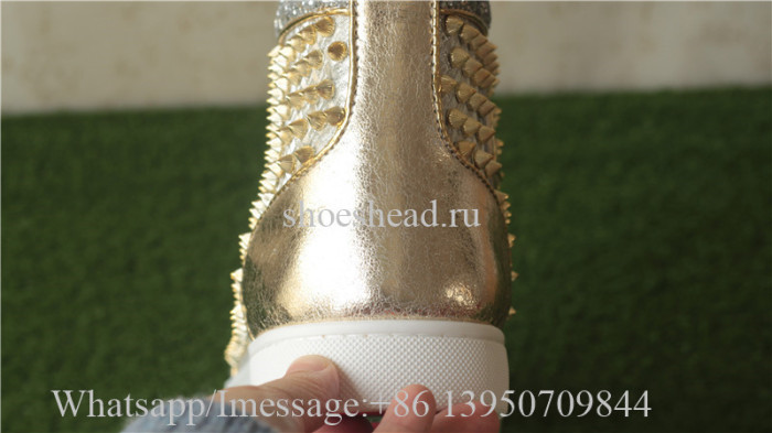 Christian Louboutin Spike Flat High Top Sneaker Golden Rivet