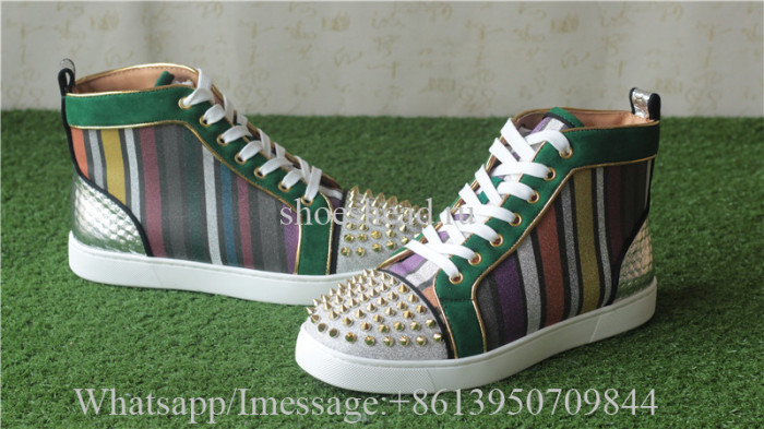 Christian Louboutin Spike Flat High Top Sneaker Colorful