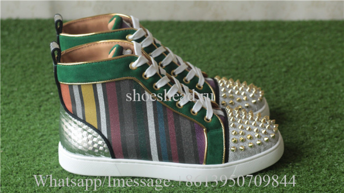 Christian Louboutin Spike Flat High Top Sneaker Colorful