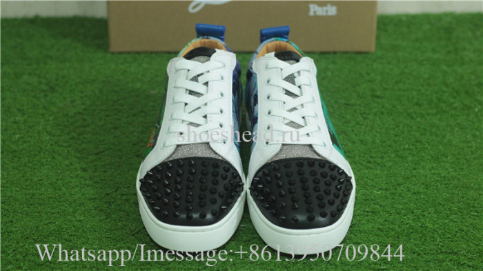 Christian Louboutin Louis Spikes Flat Low-Top Sneakers Print Rivets