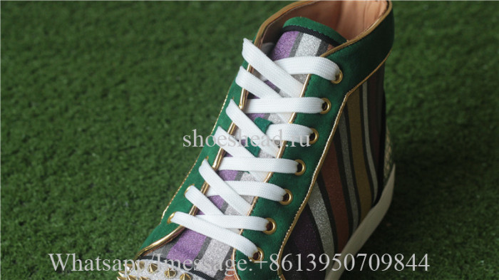 Christian Louboutin Spike Flat High Top Sneaker Colorful