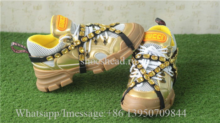 Gucci Flashtrek Sneaker With Removable Crystals Golden