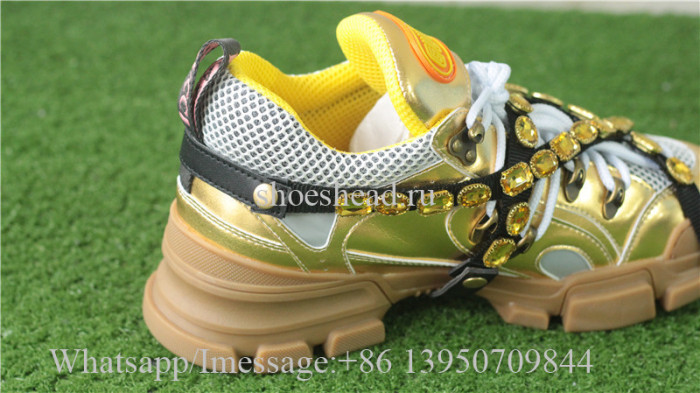 Gucci Flashtrek Sneaker With Removable Crystals Golden