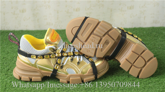 Gucci Flashtrek Sneaker With Removable Crystals Golden