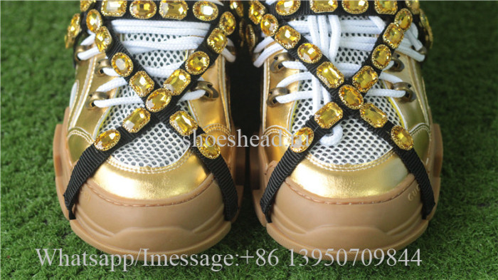 Gucci Flashtrek Sneaker With Removable Crystals Golden
