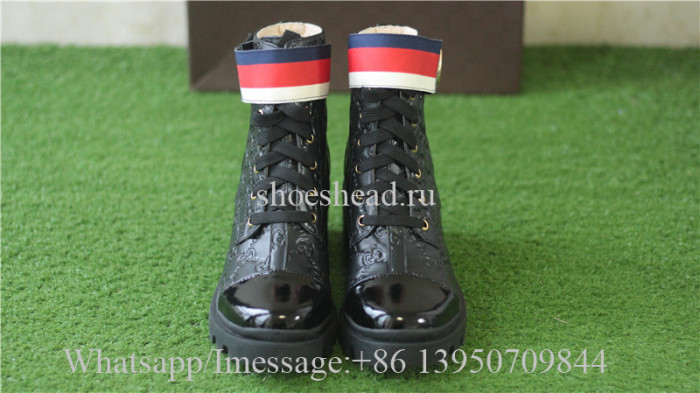 Gucci Leather Ankle Combat GG Pattern Boot