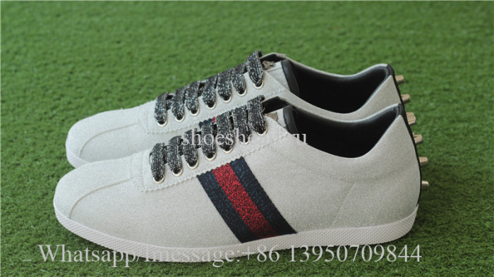 Gucci Glitter Web Sneaker Blue Red With Studs