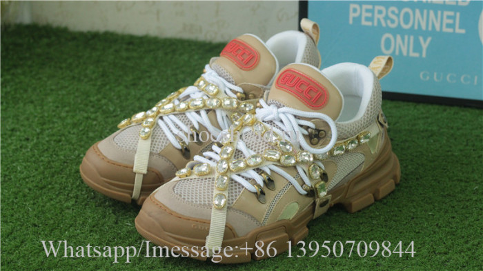 Gucci Flashtrek Sneaker With Removable Crystals Apricot