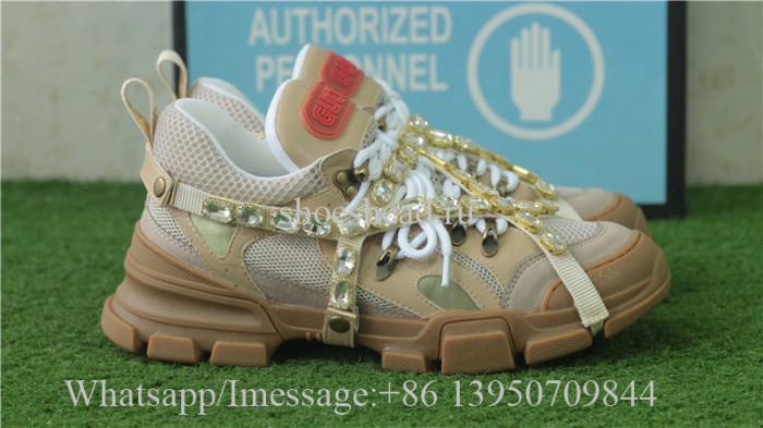 Gucci Flashtrek Sneaker With Removable Crystals Apricot