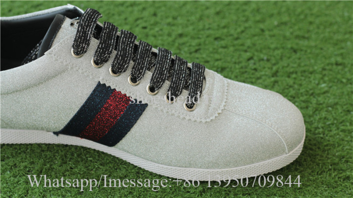 Gucci Glitter Web Sneaker Blue Red With Studs