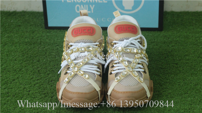Gucci Flashtrek Sneaker With Removable Crystals Apricot