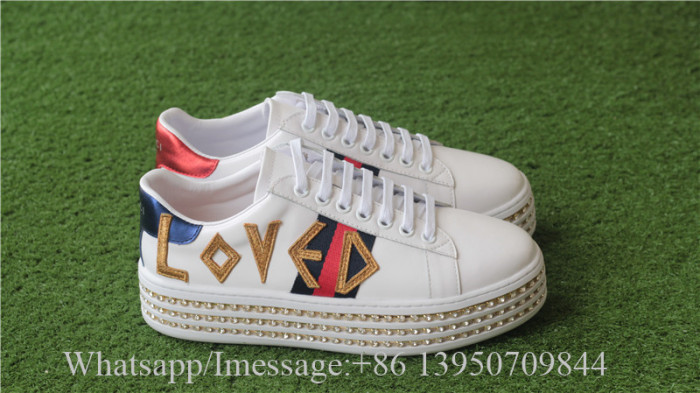 Gucci  Ace Embellished Leather Platform Sneaker