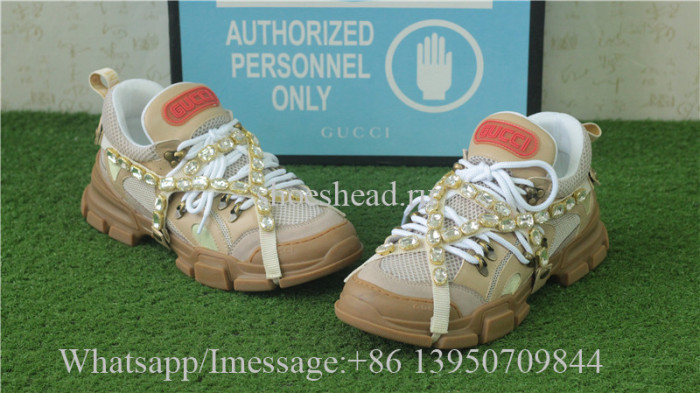 Gucci Flashtrek Sneaker With Removable Crystals Apricot