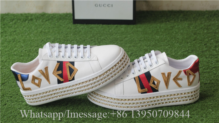 Gucci  Ace Embellished Leather Platform Sneaker