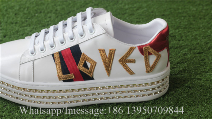 Gucci  Ace Embellished Leather Platform Sneaker