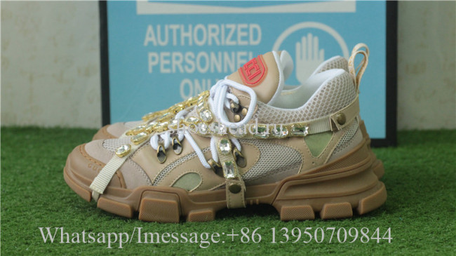 Gucci Flashtrek Sneaker With Removable Crystals Apricot